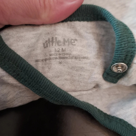 Little Me Green and Gray Striped Dinosaur Jogger 2 Piece Set in Size 12M - Picture 5 of 6